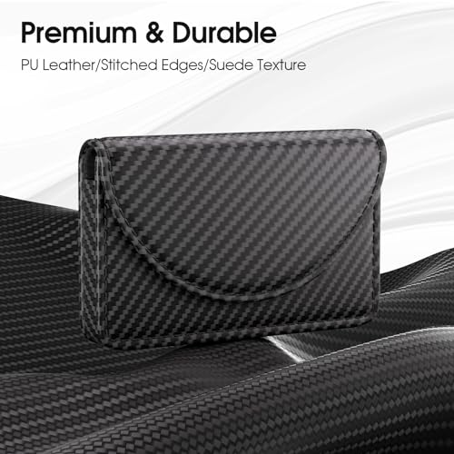 MaxGear Business Card Holder Case, PU Leather Business Card Case for Purse, Pocket Name Card Holder Wallet for Men or Women, Portable Magnetic Business Card Carrier for Christmas Gift, Black Carbon - Image 2