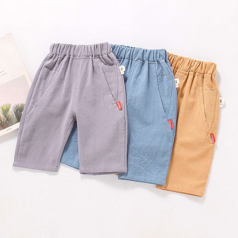 Boys Pants Summer Thin Cropped Pants 3-Year-Old Children'S Shorts 4 Loose 5 Casual 6 Solid Color 7 Boys' Baby 8 Outer Wear Tide - Image 5