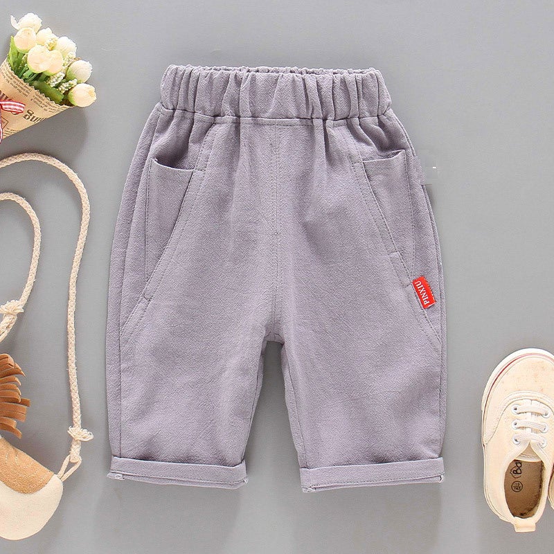 Boys Pants Summer Thin Cropped Pants 3-Year-Old Children'S Shorts 4 Loose 5 Casual 6 Solid Color 7 Boys' Baby 8 Outer Wear Tide - Image 3