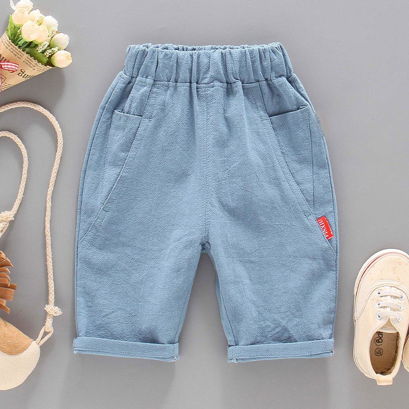 Boys Pants Summer Thin Cropped Pants 3-Year-Old Children'S Shorts 4 Loose 5 Casual 6 Solid Color 7 Boys' Baby 8 Outer Wear Tide - Image 1