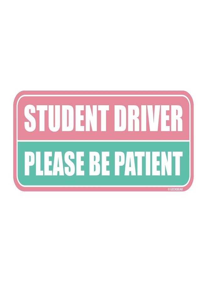 GEEKBEAR Student Driver Car Magnet - Colorful, Reflective, Weather-Resistant - Rectangular 8.7 x 3.5 in (Light Pink/Turquoise) - Image 1
