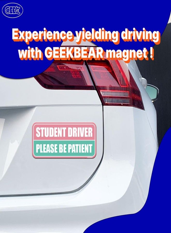 GEEKBEAR Student Driver Car Magnet - Colorful, Reflective, Weather-Resistant - Rectangular 8.7 x 3.5 in (Light Pink/Turquoise) - Image 2