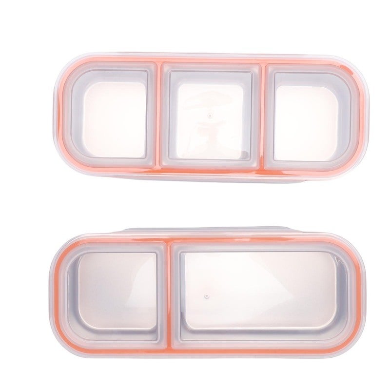 Stainless Steel Lunch Box: 2-Pack With 2 & 3 Compartments (700ml, 600ml) - Leak Proof Food Grade Silicone Seals Dishwasher Safe Bento Box for Office School Picnics - Image 5
