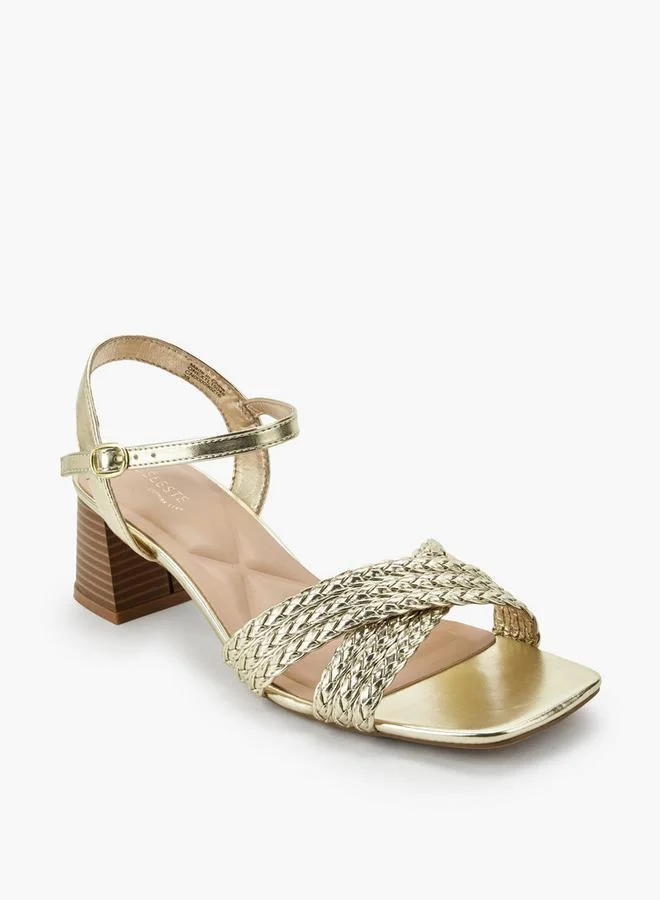 Celeste Women Braided Cross Strap Block Heel Sandals