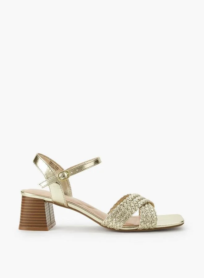 Celeste Women Braided Cross Strap Block Heel Sandals