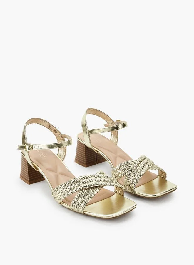 Celeste Women Braided Cross Strap Block Heel Sandals