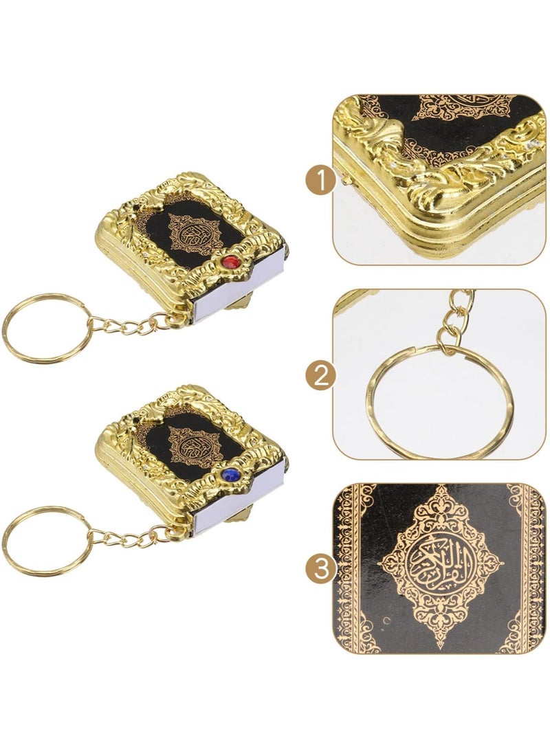 Generic Mini Ark Quran Book Keychain, Real Paper Can Read Arabic The Koran Key Random Sale Of Red And Blue 4x4.5cm  - Image 1