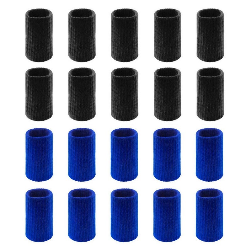 Pimoys 20 PCS Finger Sleeves Protectors, Sport Finger Sleeves Finger Splints Thumb Finger Brace Support Elastic Thumb Sleeves for Relieving Pain Arthritis Trigger Finger(Blue Black) - Image 2