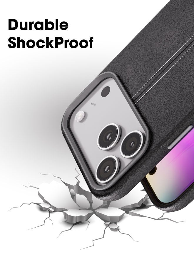 blupebble Elite Guard Leather MagSafe Case for iPhone 17 Pro / 17 Pro Max – Slim Shockproof Protective Cover, Wireless Charging Compatible - Image 2