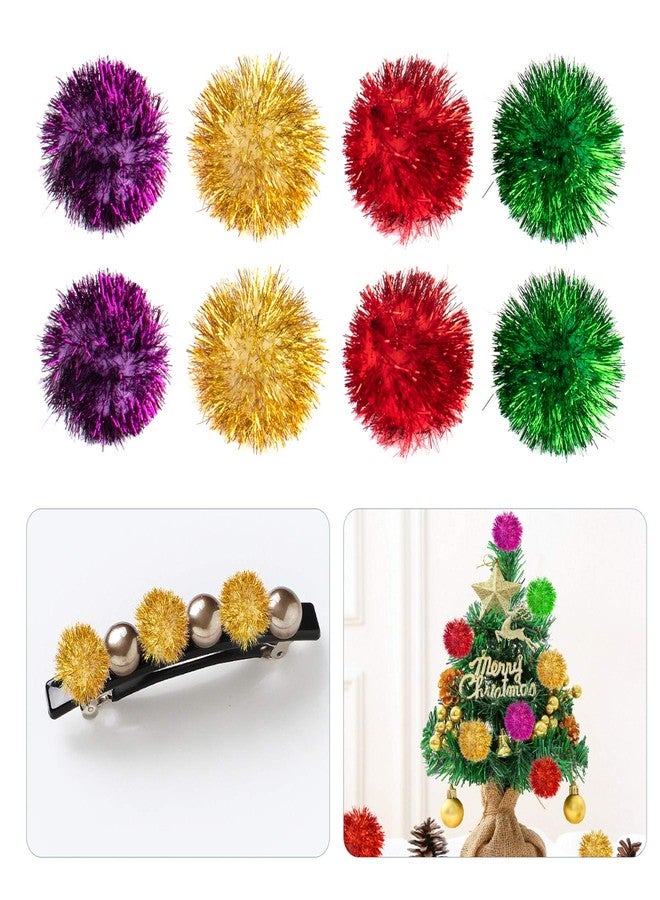 AUEAR, 24 Pack 2 Inch Extra Large Sparkle Cat Ball Glitter Tinsel Pom Pom Balls for Kittens (4 Assorsted Colors) - Image 3