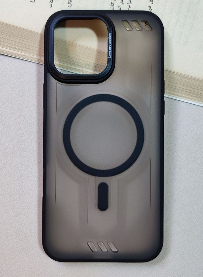 MagSafe Case For iPhone 16 Pro Max, Semi-Transparent Matte Case, Shockproof, Scratch And Fingerprint Resistant, Supports Magnetic Wireless Charging For iPhone 16 Pro Max - Black - Image 3