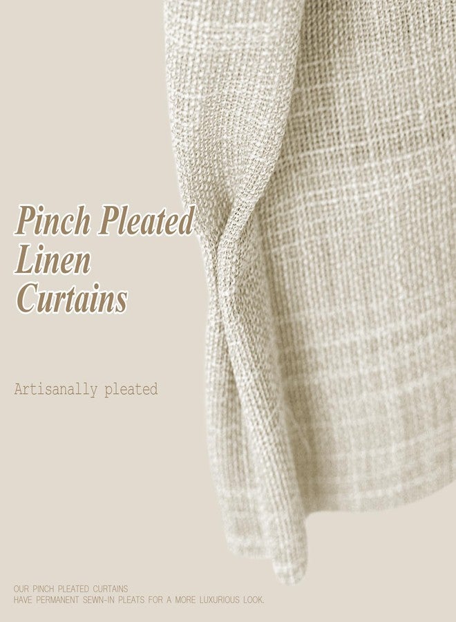 AUSSPVOCT Pleated Curtains 90 Inches Long for Living Room, Thick Linen Blend Sheer Pinch Pleated Curtains Light-Filtering Drapes with Hooks for Bedroom Farmhouse, Natural, 40" W X 90" L, 2 Panels - Image 4