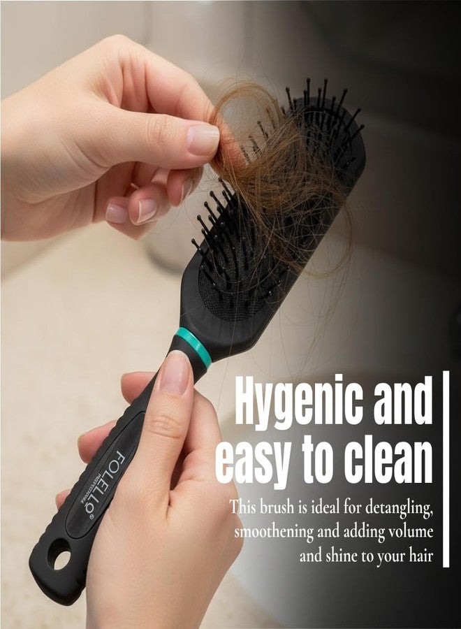 FOLELLO Premium Collection Round Paddle Hair Brush for Men & Women (Black), Detangler Comb for All Hair Types, Unisex Hair Comb, Hair Brush for Adults & Kids - Image 5