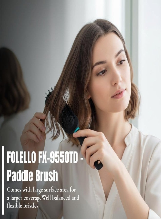 FOLELLO Premium Collection Round Paddle Hair Brush for Men & Women (Black), Detangler Comb for All Hair Types, Unisex Hair Comb, Hair Brush for Adults & Kids - Image 2