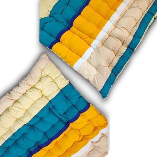 Deevine Craft Soft Cotton Foldable Mattress - Lightweight, Firm Single Gadda | 3D Design Print, 72x36 Inches (3x6 ft) | Portable for Picnic, 1 Sleeping Capacity (Beige Design Mattress) - Image 2