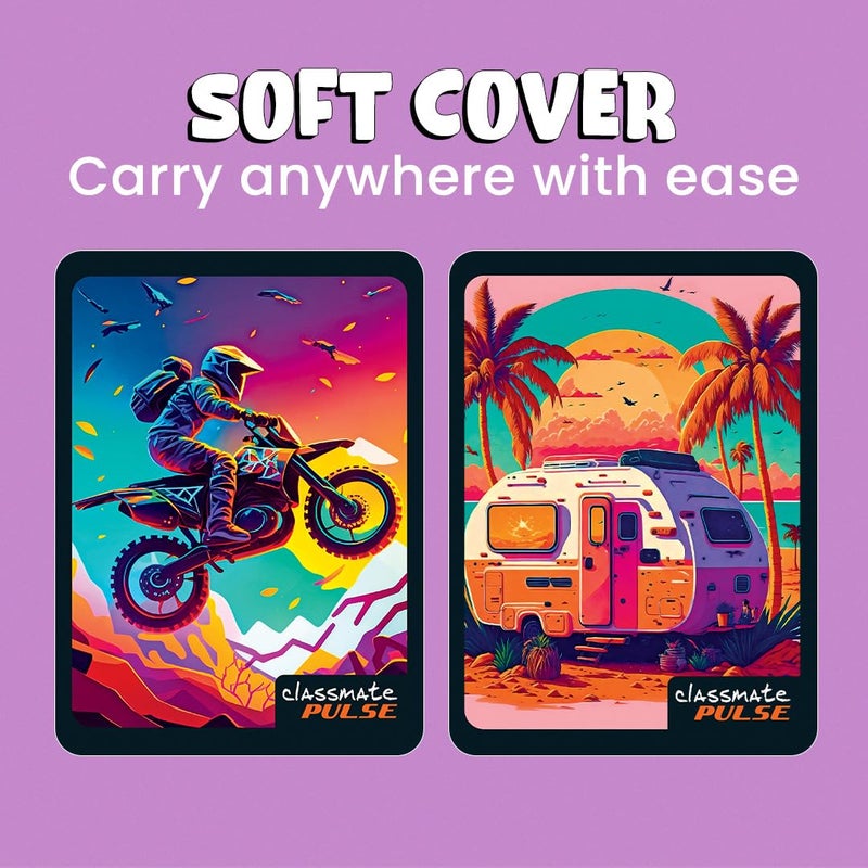 classmate دفتر ملاحظات حلزوني فردي من بالز - عبوة من 4 | بدون خطوط | 200 صفحة | 24.0 سم × 18.0 سم | تصاميم غلاف جذابة | غلاف ناعم | دفاتر للطلاب الجامعيين - Image 5