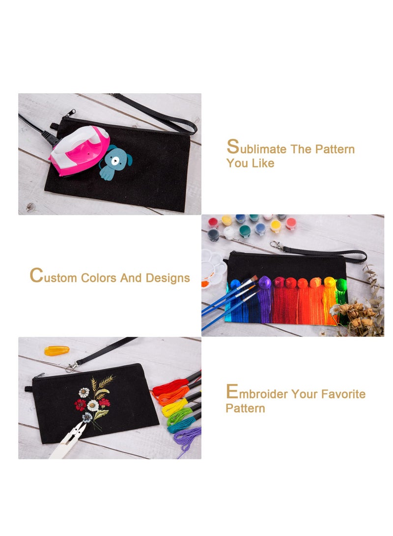 SYOSI Cosmetic Bags Sublimation Blank Heat Transfer Makeup Bags with Wristband Lanyards for DIY Craft Travel Canvas Zipper Pencil Bags Multi-purpose Travel Toiletry Bag 10PCS - Image 5