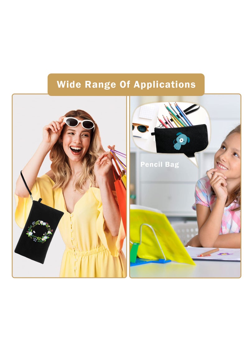 SYOSI Cosmetic Bags Sublimation Blank Heat Transfer Makeup Bags with Wristband Lanyards for DIY Craft Travel Canvas Zipper Pencil Bags Multi-purpose Travel Toiletry Bag 10PCS - Image 2