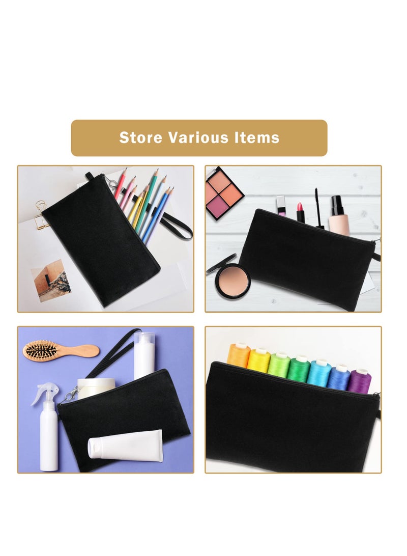 SYOSI Cosmetic Bags Sublimation Blank Heat Transfer Makeup Bags with Wristband Lanyards for DIY Craft Travel Canvas Zipper Pencil Bags Multi-purpose Travel Toiletry Bag 10PCS - Image 4