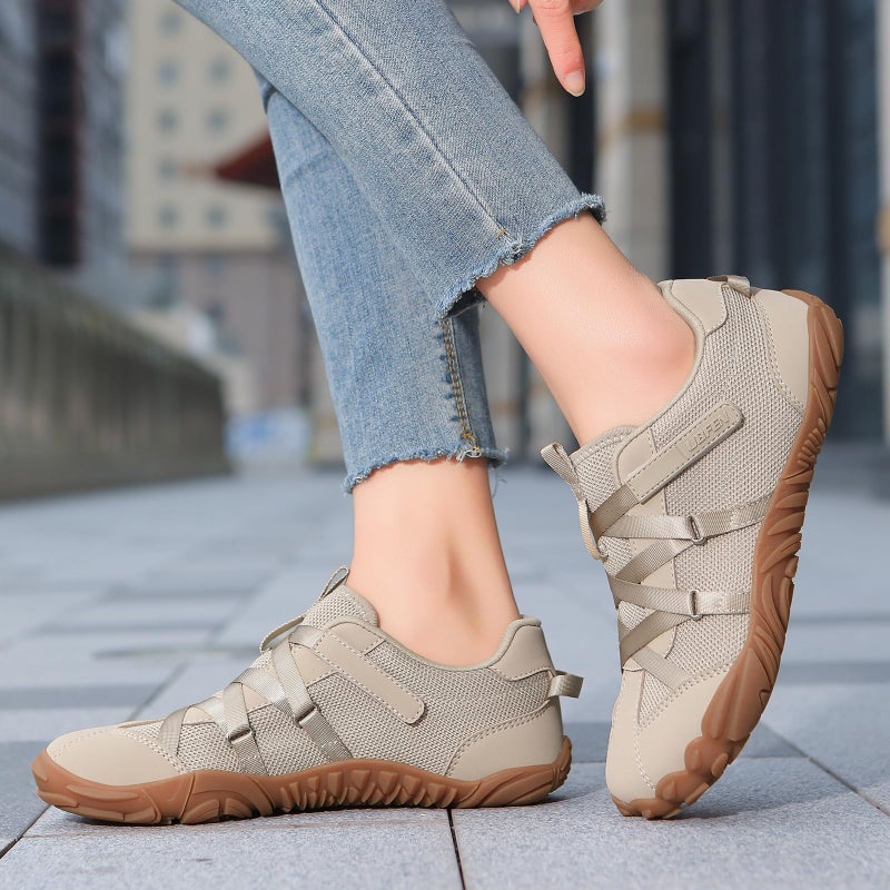UBFEN Womens Barefoot Shoes Sneakers with Lightweight Minimalist Zero Drop for Walking Hiking Running Comfortable Casual Fashion Tennis Shoes Khaki 8 - Image 2