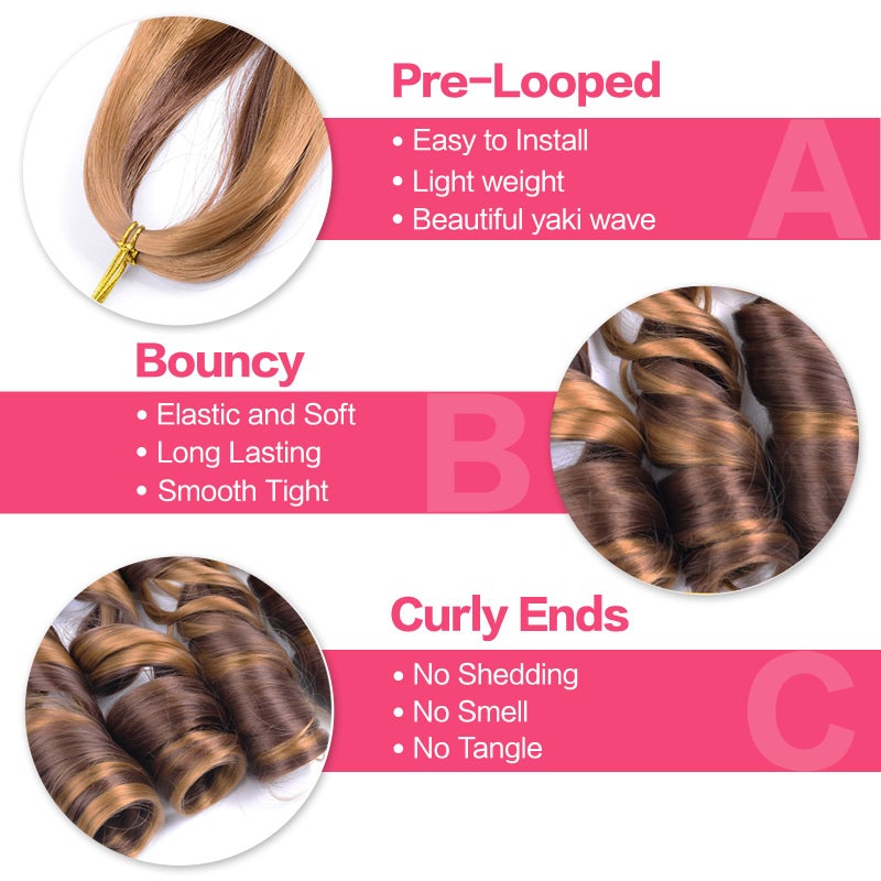 Luoyudu French Curl Braiding Hair 12 Inch 8 Packs Curly Braiding Hair Pre Stretched 50g/pack Loose Wavy Crochet Hair Synthetic Hair Extensions for Black Women (12 inch,8 packs, P33/30#) - Image 3