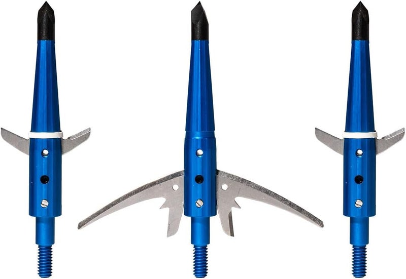 Swhacker Store Levi Morgan Series 2-Blade Blade-Lock Broadheads, 2.5″ Cut, Blue, 3-Pack | Practice-Safe Blade-Lock Feature - Image 1