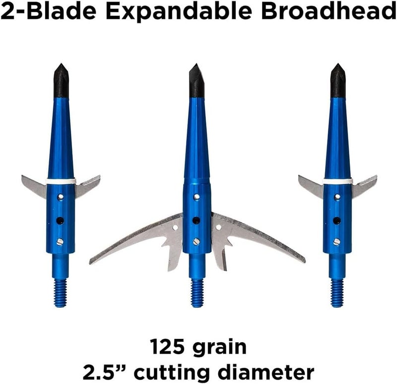 Swhacker Store Levi Morgan Series 2-Blade Blade-Lock Broadheads, 2.5″ Cut, Blue, 3-Pack | Practice-Safe Blade-Lock Feature - Image 2
