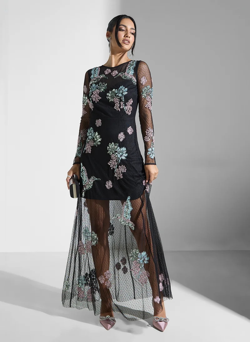 Maya Floral Embellished Dress