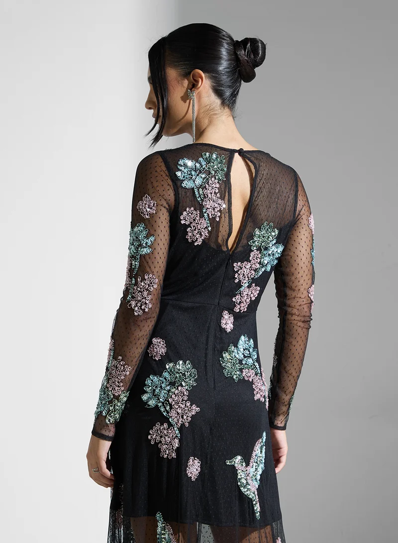 Maya Floral Embellished Dress