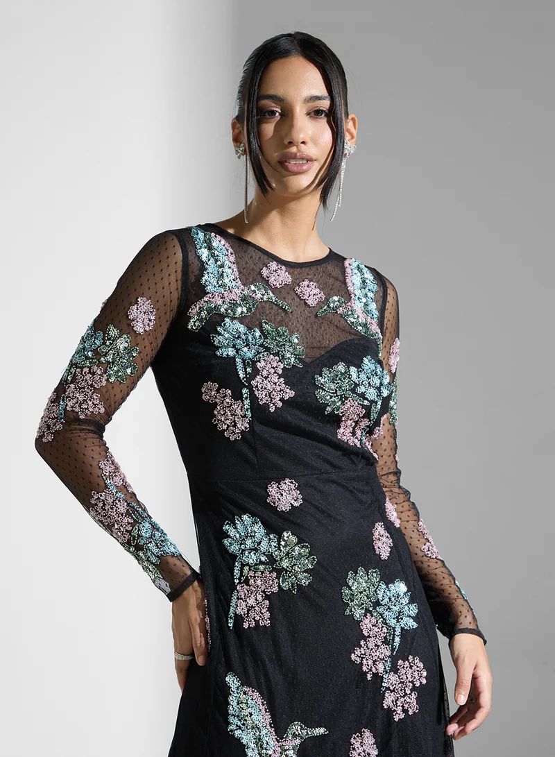 Maya Floral Embellished Dress