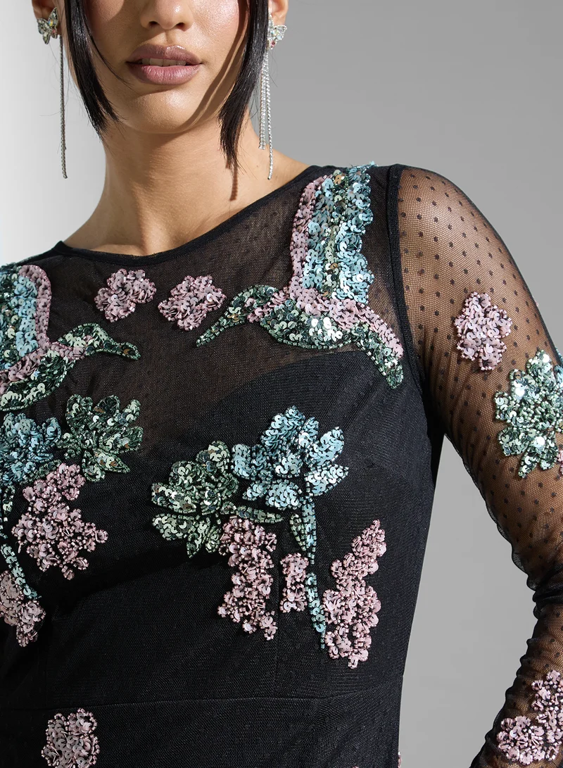 Maya Floral Embellished Dress