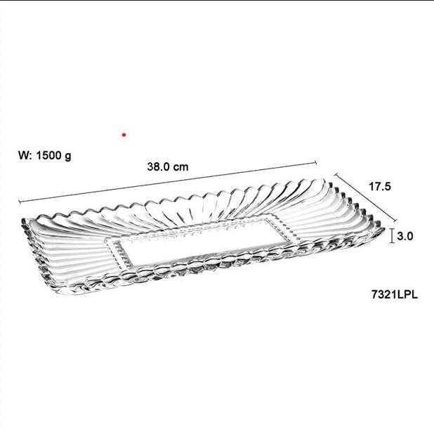 bellemax Plate Set of 1 pcs Bead Rim Decorative 15 inch Crystal Clear Glass Plate- Dry Fruits Sweets Chocolate Snack Plate for Dining,Catering Event, Dinner Parties,Wedding Dinner Plate (BX-01) - Image 4