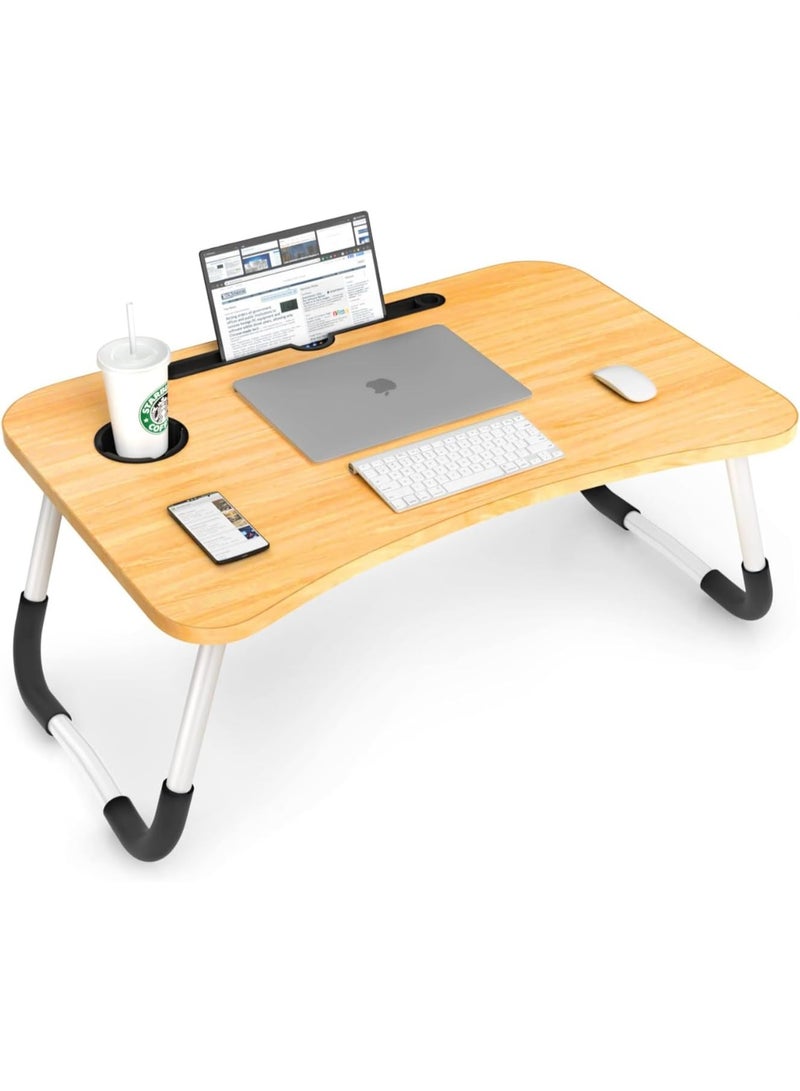 Generic Folding Laptop Table for Bed – Adjustable Lap Desk with iPad Holder, Cup Slot & Anti-Slip Legs – Portable Notebook Tray Stand  - Image 1