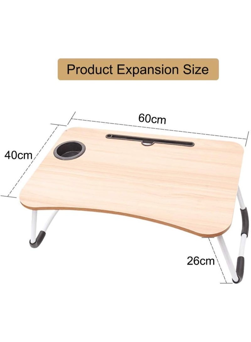 Generic Folding Laptop Table for Bed – Adjustable Lap Desk with iPad Holder, Cup Slot & Anti-Slip Legs – Portable Notebook Tray Stand  - Image 3