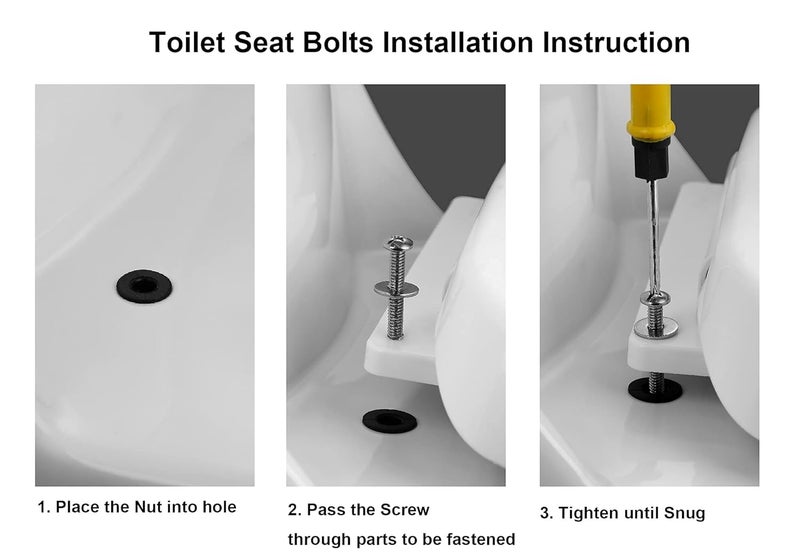 TREEZIO Stainless Universal Toilet Seat Bolts and Nuts Set - 2 Sets With Rubber & Plastic Nuts, Brass Thread Insert for Easy Installation - Image 2