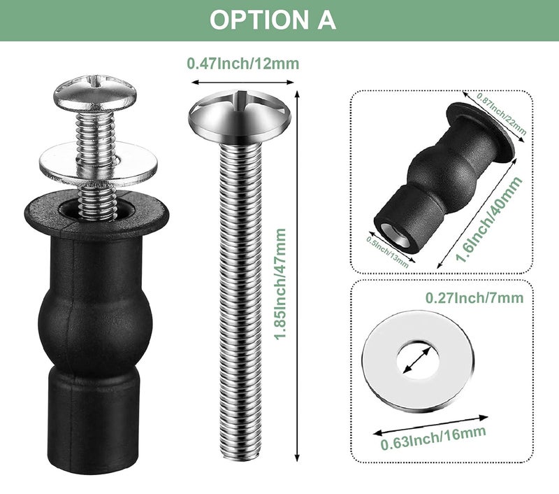 TREEZIO Stainless Universal Toilet Seat Bolts and Nuts Set - 2 Sets With Rubber & Plastic Nuts, Brass Thread Insert for Easy Installation - Image 5