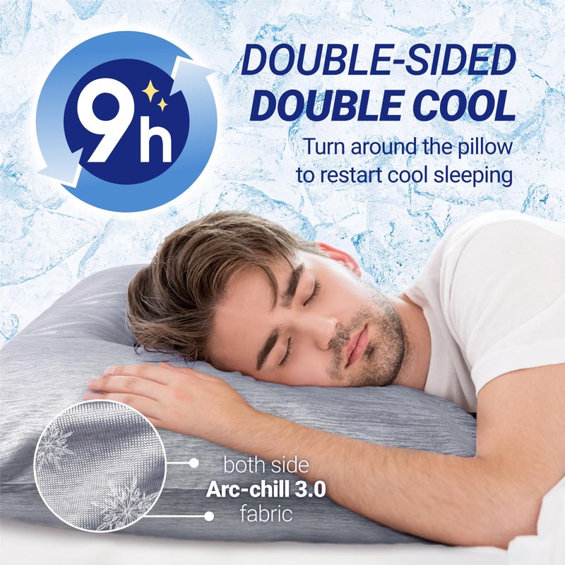 Fittia Cooling Pillow Cases for Hot Sleepers, 2 Pack Standard Size, Breathable Cooling Pillow Covers with Hidden Zipper, Both Sides Q-Max>0.45, Ideal for Night Sweats, Grey - Image 2
