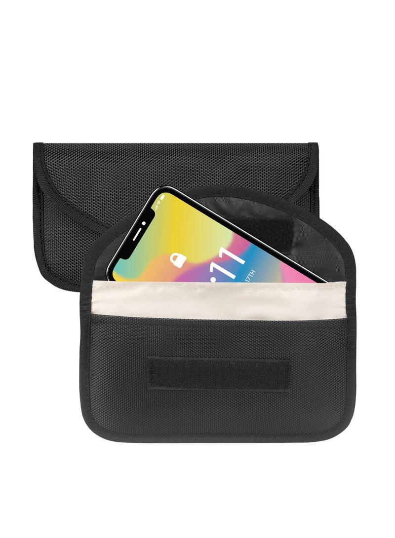 Excefore WJBB 2 Packs Signal Blocking Bag, GPS RFID Faraday Pouch, Anti-Spying Privacy Protection Phone Bag, for Phones Anti-Tracking (Black, 20cmx10.5cm) - Image 1