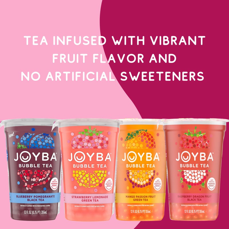 Joyba Reduced Sugar Strawberry Lemonade Flavored Green Bubble Tea, 4 Pack,12 fl oz. Cups - Image 5