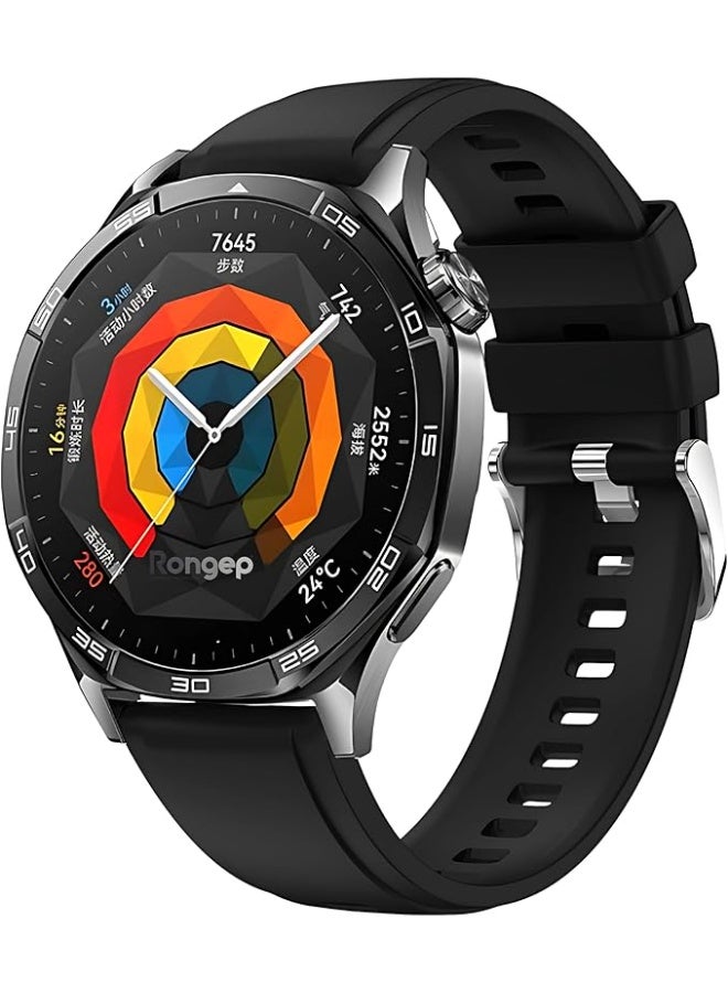 Silicone Band Compatible with Huawei Watch GT5 22mm Classic Silicone Loop Strap, Soft Breathable Wristbands No Gap Wristband Strap for Huawei Watch GT5 Black. - Image 1