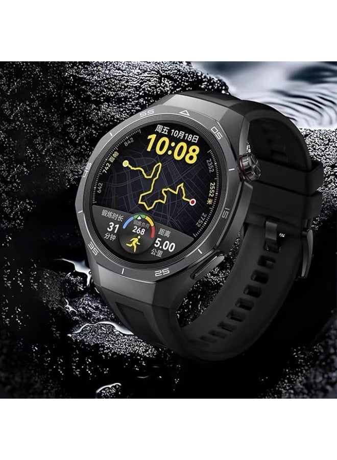 Silicone Band Compatible with Huawei Watch GT5 22mm Classic Silicone Loop Strap, Soft Breathable Wristbands No Gap Wristband Strap for Huawei Watch GT5 Black. - Image 3