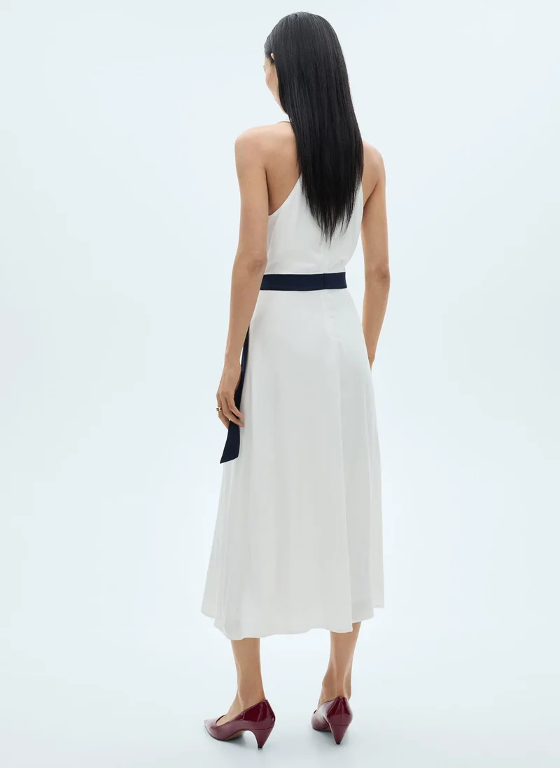 مانجو Contrast Belt Dress