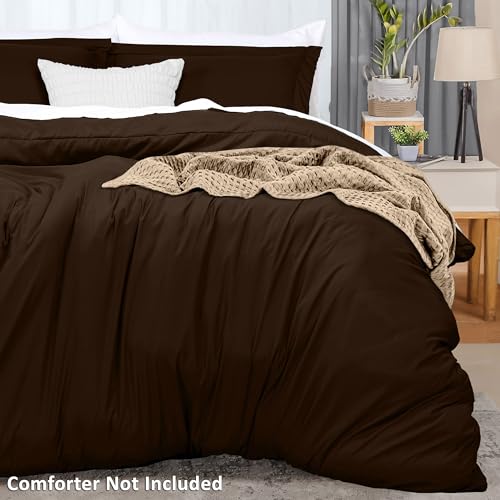 Utopia Bedding Duvet Cover Queen Size - 3 Piece with Zipper Closure - 1 Comforter Cover 90X90 Inches & 2 Pillow Shams 20X26 Inches (Brown) Comforter Not Included - Image 4