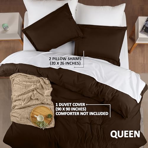 Utopia Bedding Duvet Cover Queen Size - 3 Piece with Zipper Closure - 1 Comforter Cover 90X90 Inches & 2 Pillow Shams 20X26 Inches (Brown) Comforter Not Included - Image 3