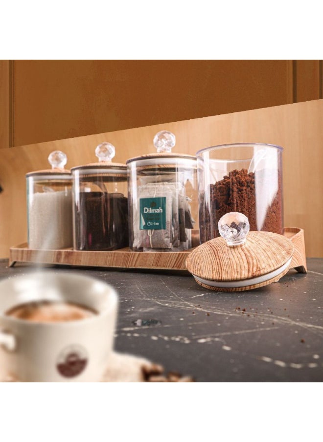 ماركة غير محددة طقم سكريه بقاعده  4*1 مكون من 4 قطع مع أغطية.. سعة كل وعاء300ml  - Image 3