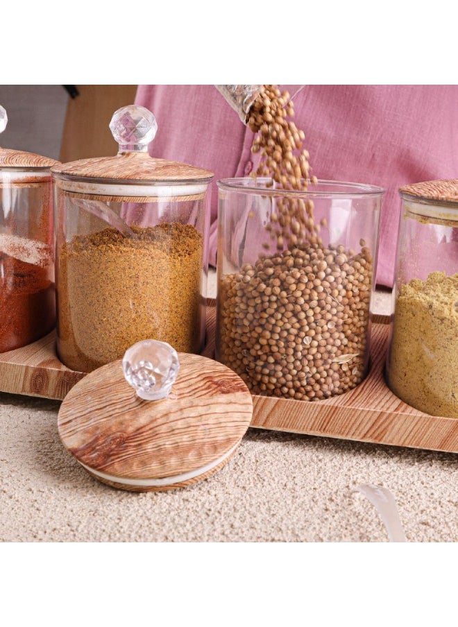 ماركة غير محددة طقم سكريه بقاعده  4*1 مكون من 4 قطع مع أغطية.. سعة كل وعاء300ml  - Image 2
