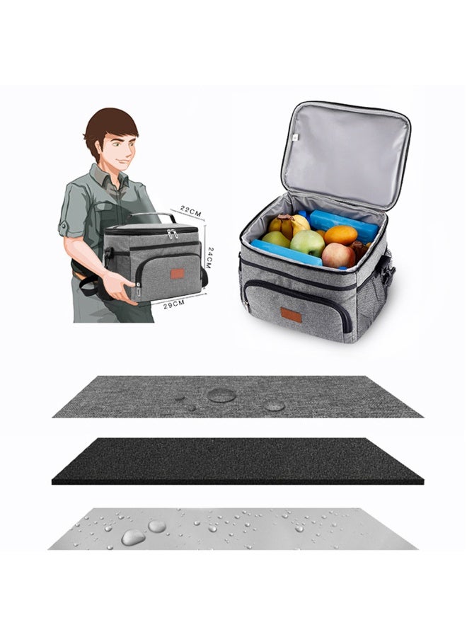 Large Capacity Insulated Lunch Box Cooler Tote Leakproof Lunchbox For Office Camping Picinic with Adjustable Shoulder Strap Insulated Takeaway Box With Side and Front Pocket For Women and Men - Image 2