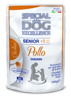 Monge Special Dog Excellence by Monge | Senior Dog Wet Food with Chicken | Super Premium Complementary Wet Dog Food | Chunkies in Pouch - 100g 