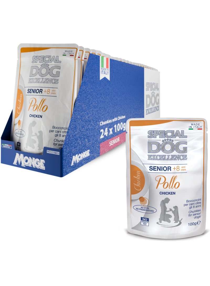 Monge Special Dog Excellence by Monge | Senior Dog Wet Food with Chicken | Super Premium Complete Wet Dog Food | Chunkies in Pouch - Image 1
