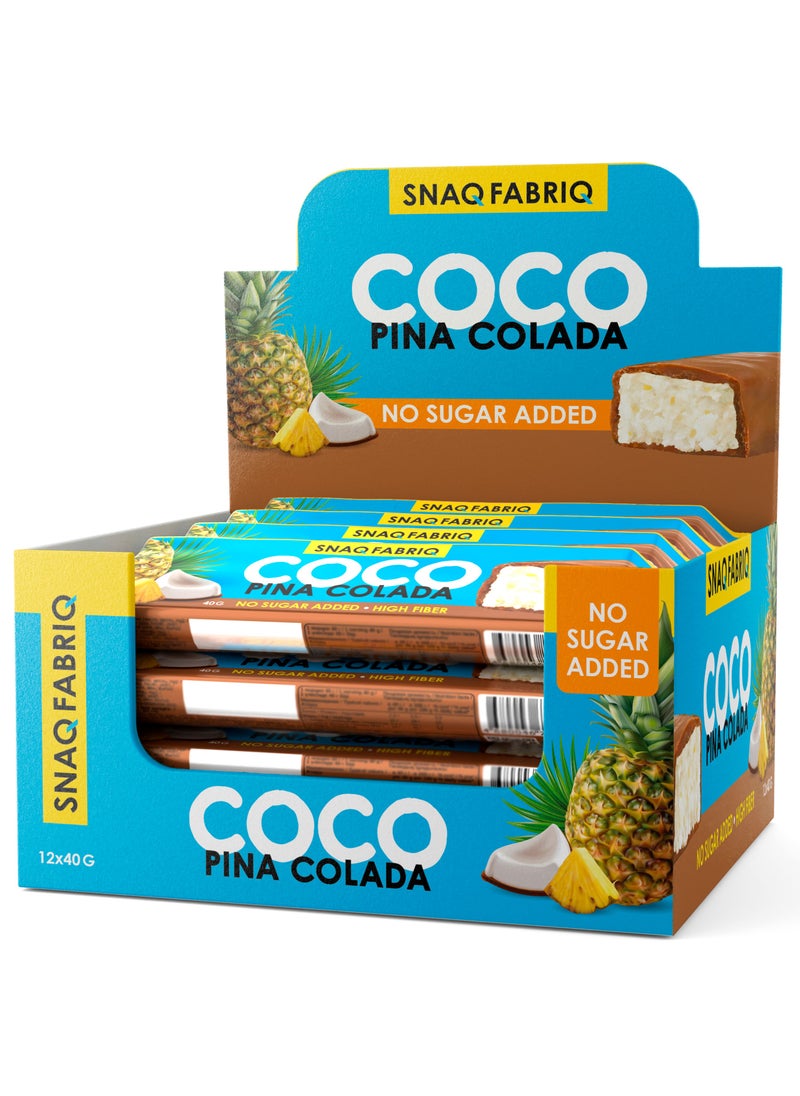 Snaq Fabriq - Coco Bar Pina Colada Flavor No Sugar Added and High Fiber 12x40g - Image 1